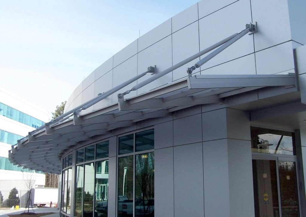 Custom metal canopy installation